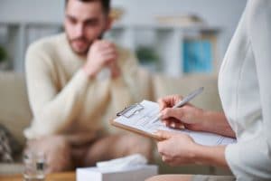 psychologist with silent patient